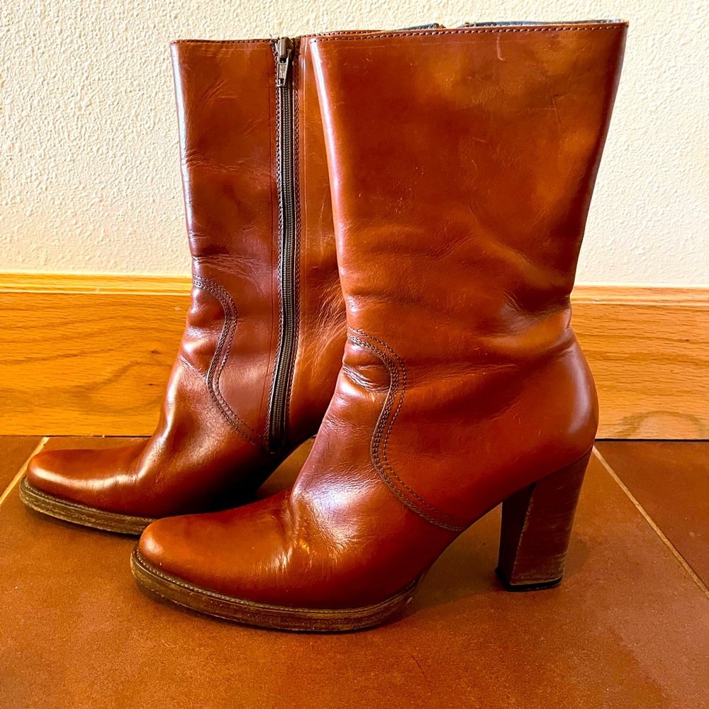 Miu Miu Cognac Boots, Women’s 39.5, 9 US, Made in Italy, Great Used Condition